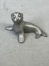 Pewter Seal Signed SCHMID 1978 Pewter Figurine Miniature Ocean Animal Figure picture