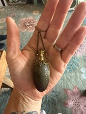 Antique Chatelaine Stanhope Victorian Perfume Bottle-brass Egg Shaped- Gilt picture