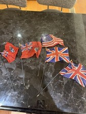 WWII Silk Parade Flags Lot 5 US Union Jack Canadian Red Ensign K-870 picture