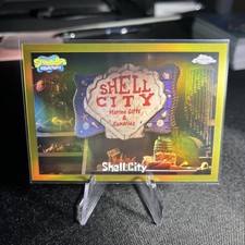 2025 Topps Chrome SpongeBob Squarepants Shell City TRUE Gold Refractor #/50 picture