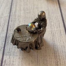 1985 Crystal Treasures Pewter Fortune Teller Crystal Ball Figurine Vintage Magic picture