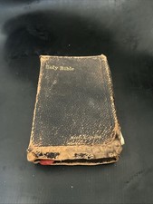 Vintage 1924 leather cover Old & New Testament Holy Bible Red Letter ed. Hertel picture