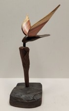 Vintage Wooden Hummingbird & Flower Display From Belize 2009. picture