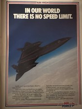 1987 U.S. Air Force Vintage Print Ad There Is No Speed Limit picture