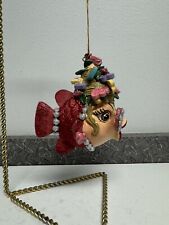 Katherines Collection 4”Conversation Hearts Valentine Lady Kissing Fish Ornament picture