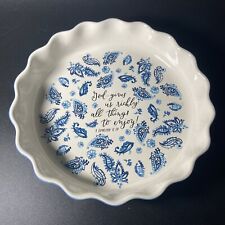 Mary and Martha Religious Pie Plate Blue with Gold Letters God Gives Us picture