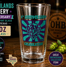 Oak Highlands Brewery 5th Anniversary 2020 Pint Glass Beer Breweriana Dallas TX picture