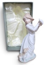 Vintage Porcelain Figurine Young Girl With Puppy & Bird #HP0072 picture