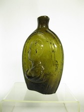 Gorgeous Green GI-114 Webster / Clay Open Pontil Sheared Lip Half Pint Flask picture