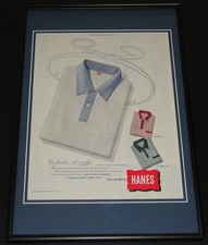 1953 Hanes Newport Shirts Framed ORIGINAL 12x18 Vintage Advertisement Display picture