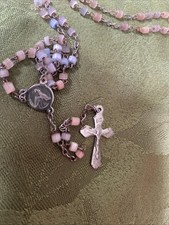 Vintage Brown Agate/Metal Rosary France W/ Case picture