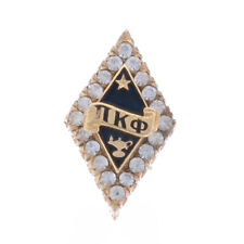 Yellow Gold Pi Kappa Phi Badge - 14k Spinel Enamel Fraternity Pin picture