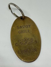 VTG Savoy Grill London Brass Keychain FOB Lowell Sigmund 1976 picture
