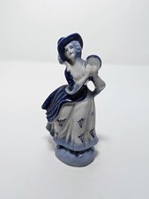 Vintage Porcelain Colonial Lady Figurine Blue Hat Occupied Japan 5