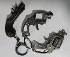 3 Vintage Miniature Toy Pistol Cap Gun Keychains Trueno Sneaky Pete picture