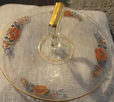 Gold Trim Handpainted Flowers Crystal Vintage Tidbit Tray  picture