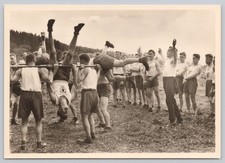 WWII Germany RAD Handsome Young Men Physical Fitness Strength Training Postcard picture