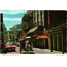 Vintage Bourbon Street New Orleans Postcard Dexter Press 1971 Horse Carriage picture
