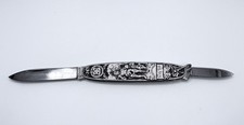 Vintage Swiss Repoussé 2-Blade Pocket Knife – William Tell & Lion of Lucerne picture