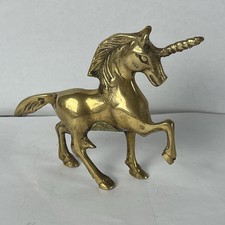 Vintage Solid Brass Unicorn Figurine Magical Mystical 3.75” Tall Leonard Korea picture