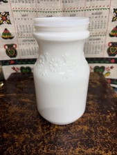 Daisy Milk Glass 7” Kitchen Canister Jar Ring of Fire No Lid Vintage picture