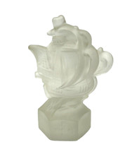 IVIMA Glass 1895 Frosted Sailing Ship Paperweight Figurine 3.4