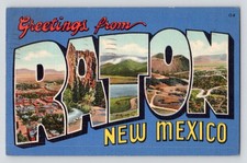 Greetings Raton New Mexico c1944 Kimmswick Missouri Vintage Linen Postcard picture