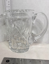 Vintage Clear Cut Crystal, Pressed Glass Cream Pitcher NO CHIPS  picture