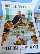 WW II Original US Government Poster Norman Rockwell Freedom From Want Ours... picture