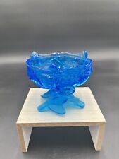 Vintage Blue Glass Westmoreland Pedestal Vanity Candy Dish Birds Nest No Lid picture
