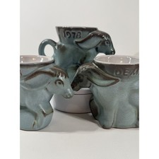 Frankoma Pottery 1978 Democratic Donkey Mugs Set of 3 Blue Glaze DG05-739 picture