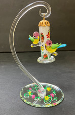 Glass Baron Blown Art Glass Birds & Feeder Sculpture Figurine picture