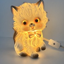 Josef Original Ceramic Cat Night Light Lamp Japan Halloween Vtg Nursery Feline picture