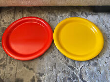 Vintage Ingrid Ltd. Chicago 10” 2 Pc Lot Yellow & Red Deep Plates  Stackable EUC picture