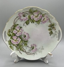 Antique D&C FRANCE Hand Painted Plate Pink Roses Gold Gilted Trim 11” EUC picture