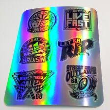 Hot Wheels Logo Holographic Vinyl Decal 'peel & stick' Stickers gang set of 6 picture