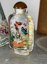 NICE REVERSE PAINTED SNUFF BOTTLE BUTTERFLYS, FLOWERS picture