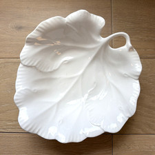 Vintage Narumi Bone China White Porcelain Leaf Design Salad Bowl Japan picture