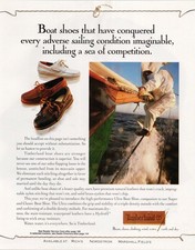 Timberland Vintage 1989 Print Ad Boat Shoes Leather Waterproof Hydrofil picture