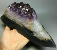 4.96lbNatural Agate&Amethyst Cluster Geode Crystal Carved Skull Bird Crow Raven picture