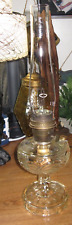 VINTAGE ALADDIN WASHINGTON DRAPE PATTERN GLASS OIL LAMP w BURNER CHIMNEY ADAPTER picture