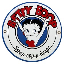 VINTAGE BETTY BOOP PORCELAIN SIGN BOOP-OOP-A-DOOP CARTOON GAME ROOM MAN CAVE picture