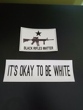 BLACK RIFLES MATTER 🤣 BLM parody & IT'S OK TO BE WHITE Funny Political Stickers picture
