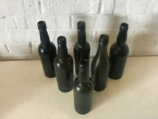 Antique Black Glass Bottles Lot of 6 Hand Blown 1800s Shipwreck Fort San Lorenzo picture