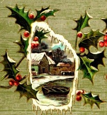 1907 Christmas Picture House Boat B in Diamond P C 224 Embossed Postcard (A20) picture