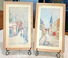 VTG-1950s (2)-Maurice Utrillo V Wood Framed French Parisian Street Lithographs picture