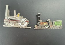 2 Vtg Steam Locomotive Train Lapel Pins - Coal Tender B.&O.R.R. /  Jervis 4-2-0 picture