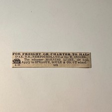 Sprague Soule & Co. For Freight & Charter 1860 Boston Ad 5AK9-S43 picture