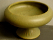MCM 1950's McCoy FLORALINE POTTERY #430 MATTE GREEN RIBBED PEDESTAL PLANTER VASE picture