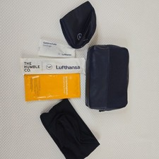 Lufthansa Premium Economy Amenity Kit Eye Mask Earplugs Socks Towel Blue Travel picture